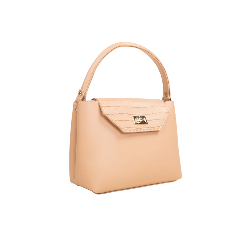 Peach Croc Texture Handbag