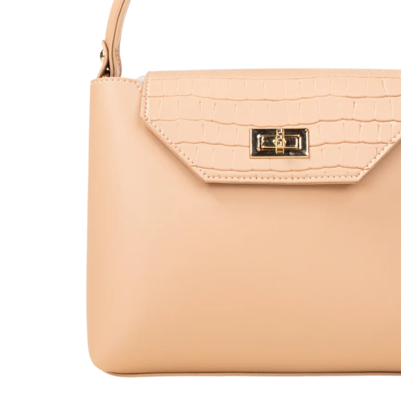 Peach Croc Texture Handbag